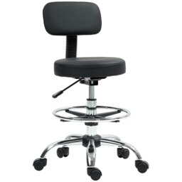 Rackhams Faux Leather Adjustable Stool, Swivel Chair for Study, Black - thumbnail 2