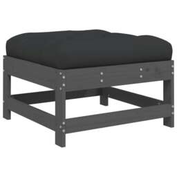 Rackhams Garden Footstool with Cushion Grey Solid Wood Pine - thumbnail 2