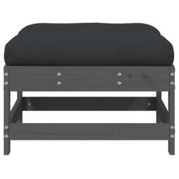 Rackhams Garden Footstool with Cushion Grey Solid Wood Pine - thumbnail 3