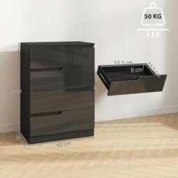 Rackhams 4 Drawer Chest of Drawers for Bedroom, 60 x 40 x 85cm, Black - thumbnail 3