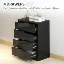 Rackhams 4 Drawer Chest of Drawers for Bedroom, 60 x 40 x 85cm, Black - thumbnail 4