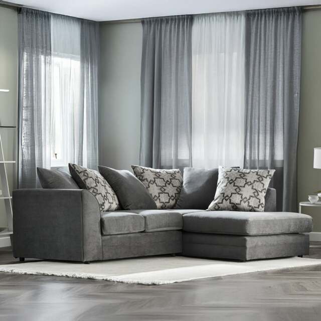 Rackhams Graceland Fabric Corner Sofa - Pewter - Right Hand Facing - image 1