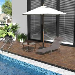 Rackhams Outsunny Adjustable Garden Sun Lounger Recliner Chair with Headrest Relaxing Camping Bed - Coffee - 1