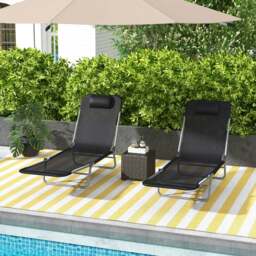 Rackhams Outsunny Adjustable Garden Sun Lounger Recliner Chair with Headrest Relaxing Camping Bed - Coffee - 1 - thumbnail 4