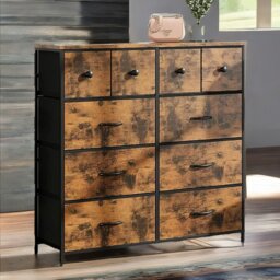 Rackhams Industrial 10 Fabric Drawer Chest Rustic Brown - thumbnail 6