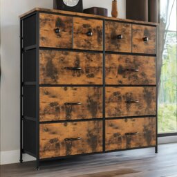 Rackhams Industrial 10 Fabric Drawer Chest Rustic Brown - thumbnail 5
