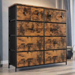 Rackhams Industrial 10 Fabric Drawer Chest Rustic Brown - thumbnail 4