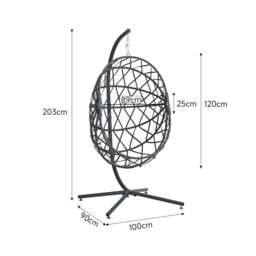 Rackhams Black Wicker Rattan Swing Basket Chair with Soft Cushion - thumbnail 5