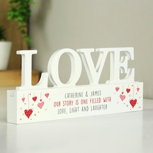 Rackhams Personalised Red Hearts Wooden Love Ornament - image 1