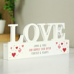 Rackhams Personalised Red Hearts Wooden Love Ornament - thumbnail 4