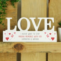 Rackhams Personalised Red Hearts Wooden Love Ornament - thumbnail 2