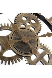 Rackhams 58cm Dia Industrial Gear Roman Numeral Wall Clock - Gold - thumbnail 4