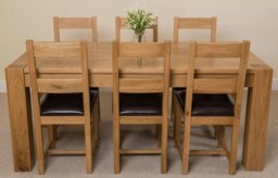 Rackhams Kuba Large Oak Dining Table with Lincoln Oak Chairs - Natural Oak - 8 chairs - thumbnail 3
