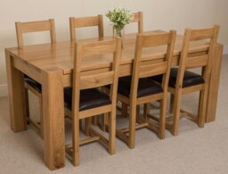 Rackhams Kuba Large Oak Dining Table with Lincoln Oak Chairs - Natural Oak - 8 chairs - thumbnail 4