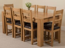 Rackhams Kuba Large Oak Dining Table with Lincoln Oak Chairs - Natural Oak - 8 chairs - thumbnail 5
