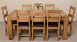 Rackhams Kuba Large Oak Dining Table with Lincoln Oak Chairs - Natural Oak - 8 chairs - thumbnail 6