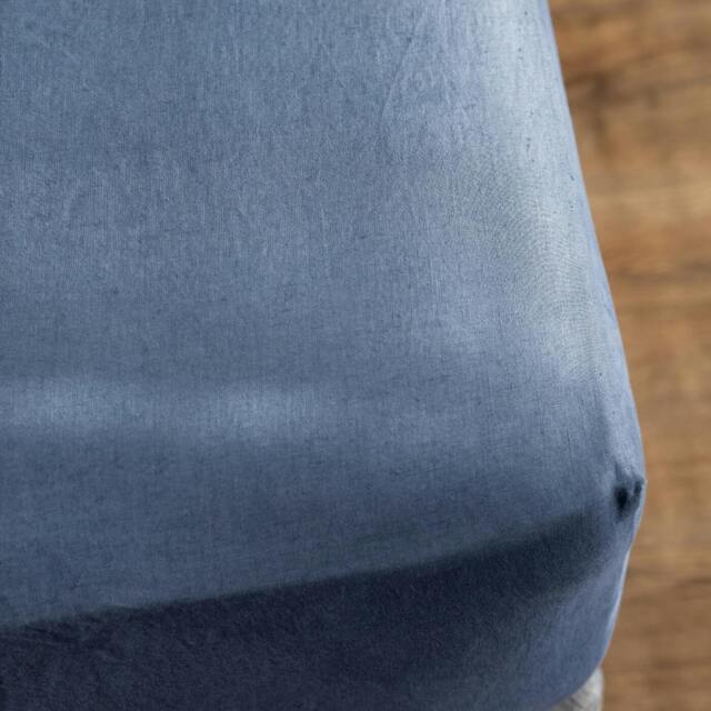 Rackhams Denim Blue French Linen 40cm Deep Fitted Sheets - Super King - Deep - image 1