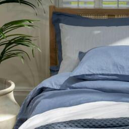 Rackhams Denim Blue French Linen 40cm Deep Fitted Sheets - Super King - Deep - thumbnail 4