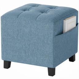 Rackhams Small Ottoman with Side Pocket Living Room, Dark Blue - thumbnail 2