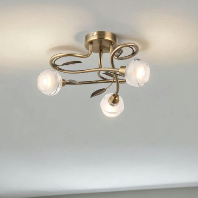 Rackhams Maywood 3 Light Semi Flush Ceiling Light Antique Brass - image 1