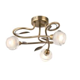 Rackhams Maywood 3 Light Semi Flush Ceiling Light Antique Brass - thumbnail 3