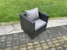 Rackhams Rattan Garden Furniture Set Gas Fire Pit Lounge Sofa Chair Dining Set with Arm Chair Stools - thumbnail 2