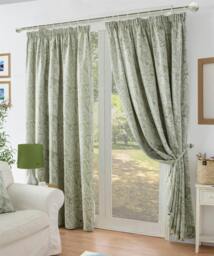 Rackhams Chenille Jacquard Lined Pencil Pleat Curtains - Cream - 168cm width x 137cm drop - thumbnail 4