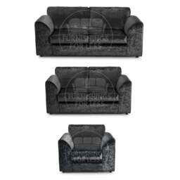 Rackhams Crystal Crushed Velvet 3 Piece Sofa Suite Full Back - Mink - thumbnail 6