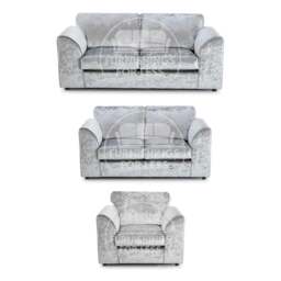 Rackhams Crystal Crushed Velvet 3 Piece Sofa Suite Full Back - Mink - thumbnail 2