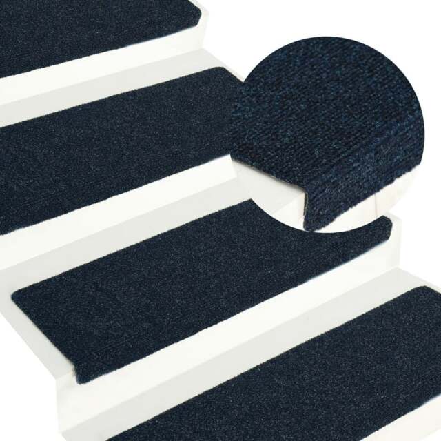 Rackhams Stair Mats 15 pcs Needle Punch 65x21x4 cm Blue