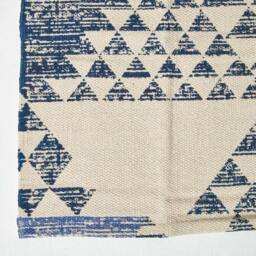 Rackhams Delphi Geometric Style 100% Cotton Printed Rug - Blue - 66 x 200 cm - thumbnail 3