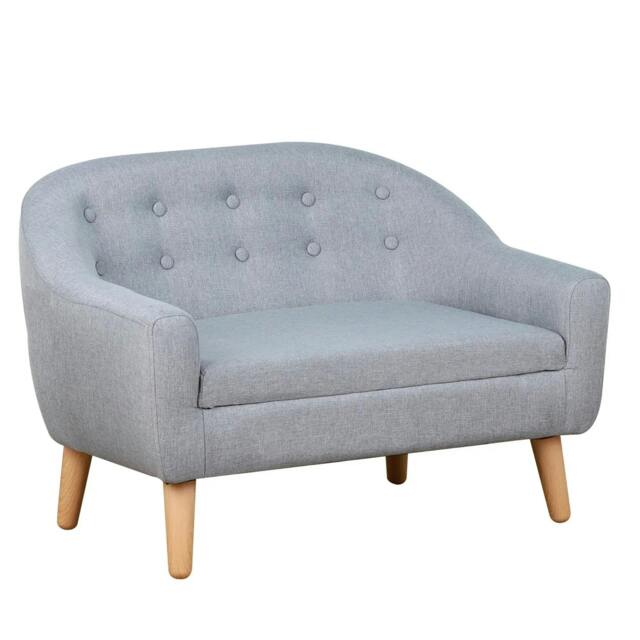Rackhams Children's Armchairs Kids Armchair Toddler Chair 2 Seater Wood Frame Mini Sofa for Bedroom Playroom Grey - image 1