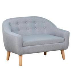Rackhams Children's Armchairs Kids Armchair Toddler Chair 2 Seater Wood Frame Mini Sofa for Bedroom Playroom Grey - thumbnail 1