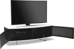 "Rackhams Caru Gloss Black and Gloss White Beam-Thru Remote Friendly Super-Contemporary ""D"" Shape Design 32""-65"" LED/OLED/LCD TV Cabinet" - thumbnail 6