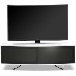 "Rackhams Caru Gloss Black and Gloss White Beam-Thru Remote Friendly Super-Contemporary ""D"" Shape Design 32""-65"" LED/OLED/LCD TV Cabinet" - thumbnail 2
