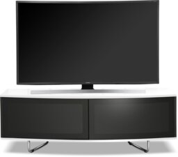 "Rackhams Caru Gloss Black and Gloss White Beam-Thru Remote Friendly Super-Contemporary ""D"" Shape Design 32""-65"" LED/OLED/LCD TV Cabinet" - thumbnail 2