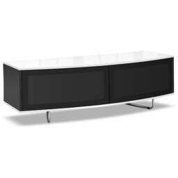 "Rackhams Caru Gloss Black and Gloss White Beam-Thru Remote Friendly Super-Contemporary ""D"" Shape Design 32""-65"" LED/OLED/LCD TV Cabinet" - thumbnail 4