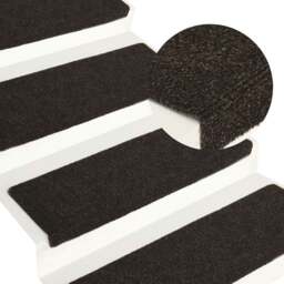 Rackhams Stair Mats 15 pcs Needle Punch 65x21x4 cm Dark Brown - thumbnail 1