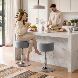 Rackhams Bar Stool Adjustable Swivel 1 Piece - Grey - thumbnail 1