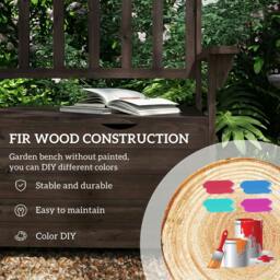 Rackhams Outdoor 2 Seater Garden Bench, Garden Storage Bench with Backrest - Fir wood - Garden Bench - Brown - thumbnail 5