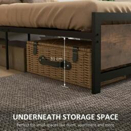 Rackhams Single Size Metal Bed Frame with Headboard & Footboard, Strong Slat Support Solid Bedstead Base w/ Underbed Storage Space - thumbnail 5