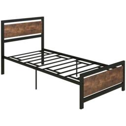 Rackhams Single Size Metal Bed Frame with Headboard & Footboard, Strong Slat Support Solid Bedstead Base w/ Underbed Storage Space - thumbnail 1