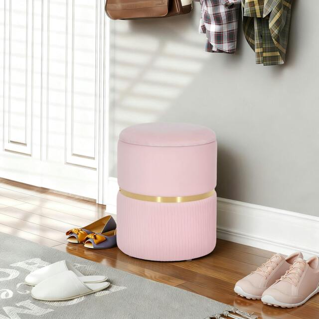 Rackhams Round Pouffe Storage Footstool with Hidden Space, Light Grey - 1 - Polyester - 36 x 36 x 44 cm - image 1