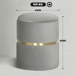 Rackhams Round Pouffe Storage Footstool with Hidden Space, Light Grey - 1 - Polyester - 36 x 36 x 44 cm - thumbnail 3