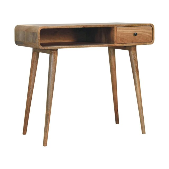 Rackhams Curved Oak-ish Writing Desk - image 1