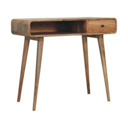 Rackhams Curved Oak-ish Writing Desk - thumbnail 1