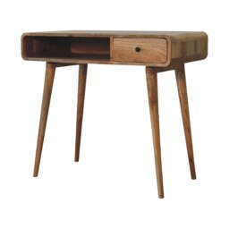 Rackhams Curved Oak-ish Writing Desk - thumbnail 2