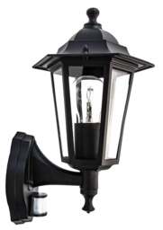 Rackhams Traditional Sensor Controlled Outdoor Lantern Wall Light Fitting in Matt Black - thumbnail 2