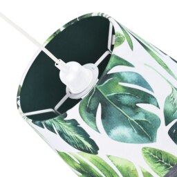 Rackhams Palm Leaf Themed 25cm Drum Lampshade in Green and White Linen Fabric with Lining - thumbnail 4
