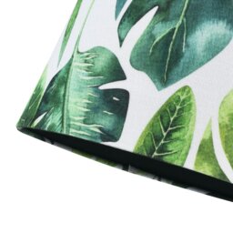 Rackhams Palm Leaf Themed 25cm Drum Lampshade in Green and White Linen Fabric with Lining - thumbnail 5